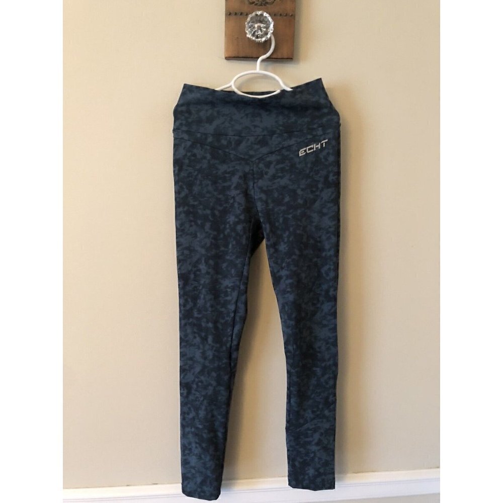 ECHT Apparel Womens Size Small Blue Green Leggings Marbled